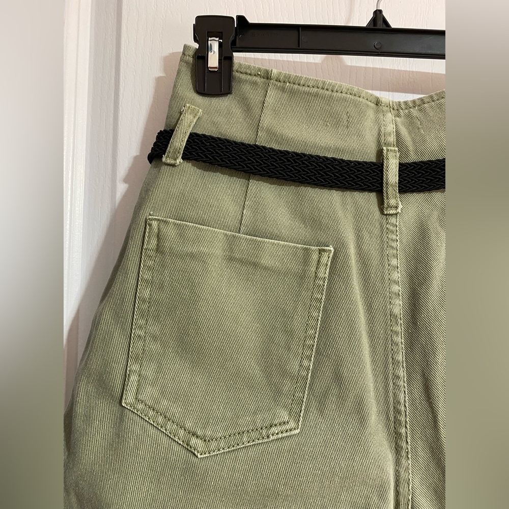 Zara High Waist Paper Bag Belted Buttoned Western Boho Jean Shorts Size XS - Picture 8 of 10